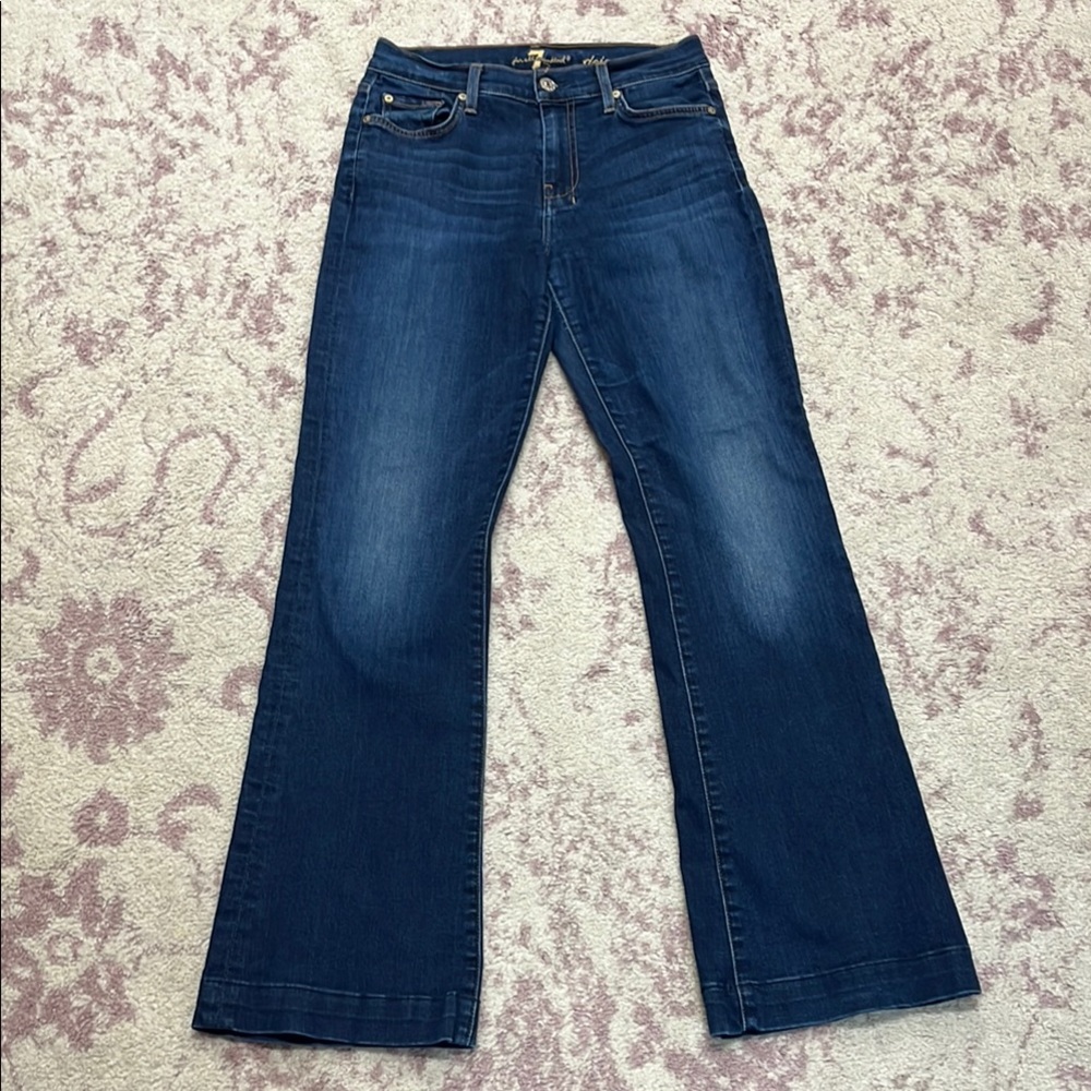 7 For All Mankind Blue Flare Wide Leg Jeans